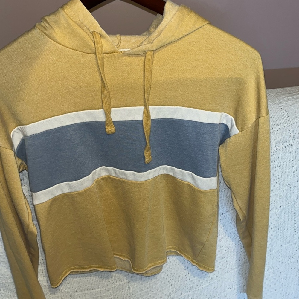 Pink Rose Yellow cropped hoodie